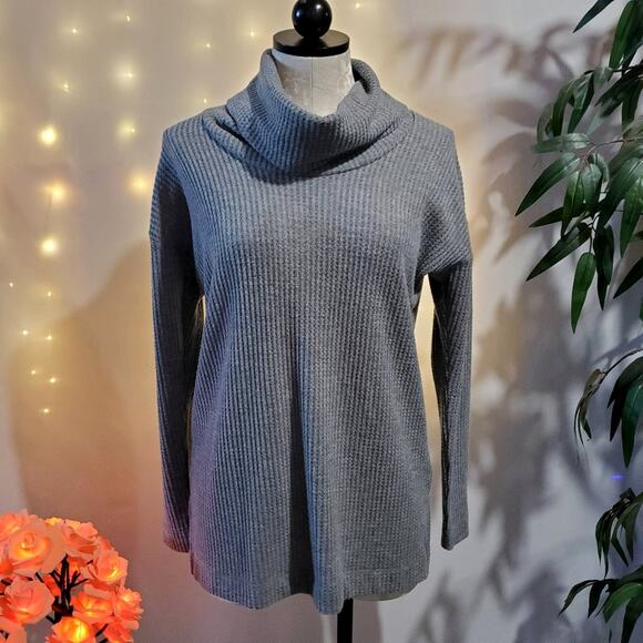 Ann Taylor LOFT Waffle Knit Cowl Neck Cozy Sweater Women's Size XS EUC - Picture 1 of 10